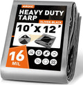 AROIC 10x12FT Heavy Duty Tarps Waterproof, 16 Mil Thick Camping Tarp-15x17 Weave by AROIC