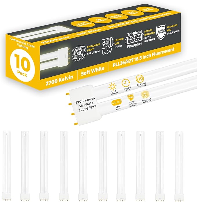 GoodBulb PLL36/827 | 36W 16.5" Twin Tube Compact Fluorescent Light Bulb | 4-pin by GoodBulb