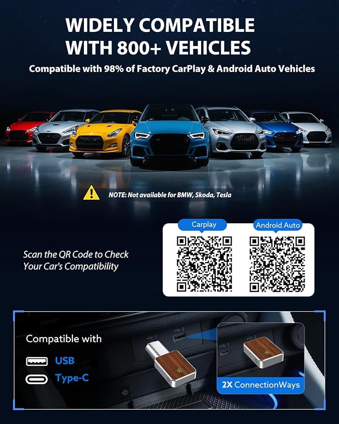Wireless Carplay Adapter for iPhone & Android Auto 2-in-1, Convert Factory - Image 8