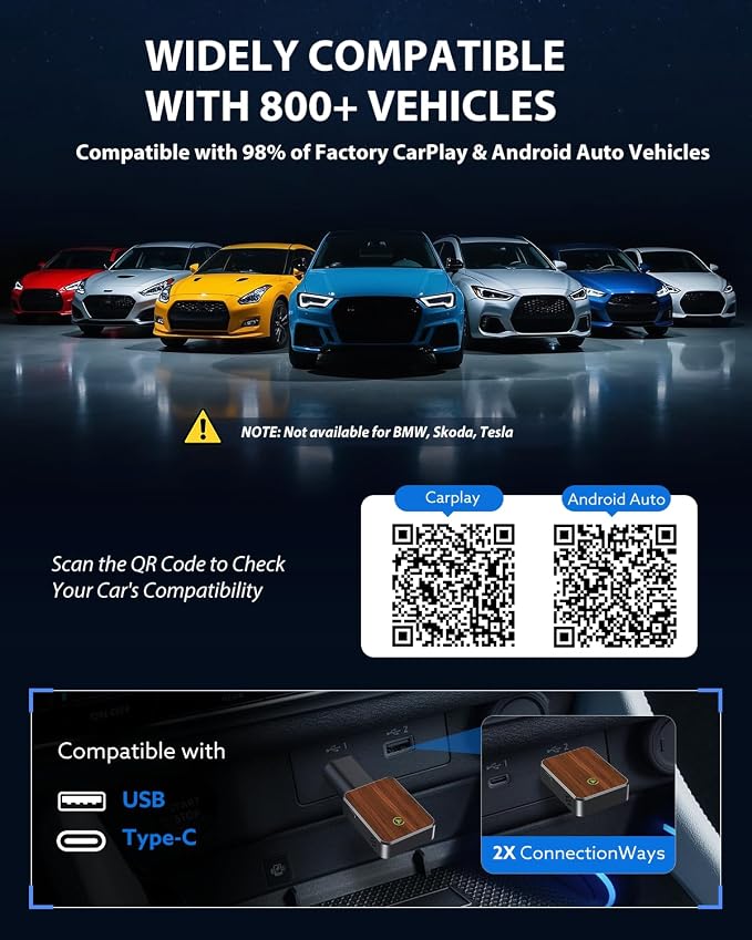 Wireless Carplay Adapter for iPhone & Android Auto 2-in-1, Convert Factory - Image 8