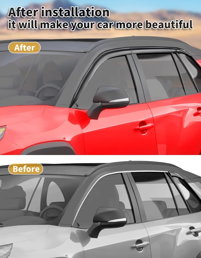 Tape-On Window Rain Guards Fit for Toyota RAV4 2019 2020 2021 2022 2023 2024 - Image 5