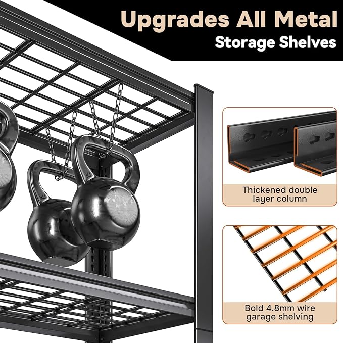 3000LBS Wire Shelving Unit, 5 Tier Adjustable Metal Storage Shelves - Image 3