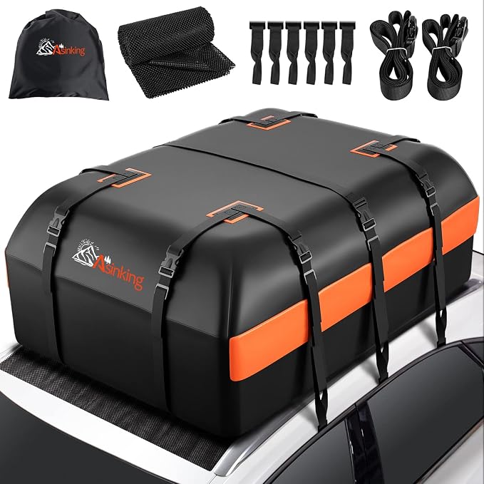 Car Rooftop Cargo Carrier Bag, 16 Cubic Feet Waterproof Car Topper Luggage by Asinking