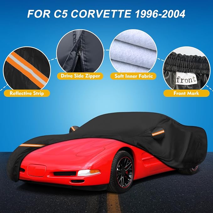 QUNSUNUS 6 Layer Car Cover for C5 Corvette 1996-2004 Waterproof All Weather - Image 2