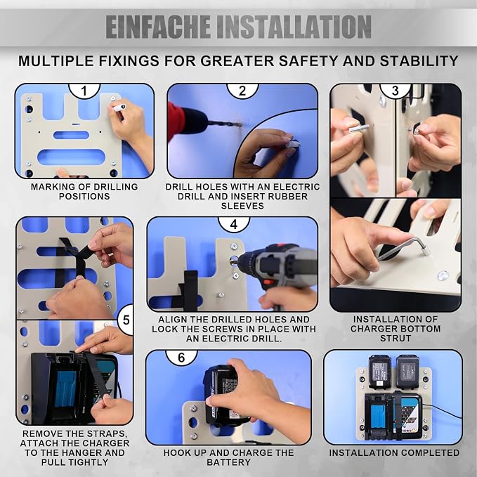 FETESNICE Wall Mount for Makita Charger, Flame Retardant Synthetic Materials - Image 7