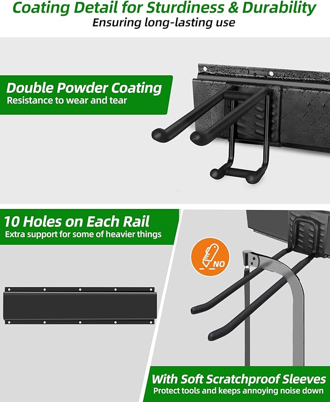 64 inches Garage Tool Organizer Wall Mount, Heavy Duty Garden Tool Organizer - Image 5