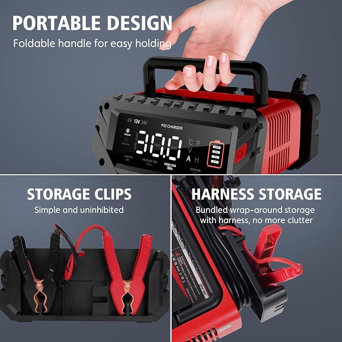 30 Amp 6V/12V/24V Smart Trickle Charger, Car Battery Charger, Lead Acid Battery - Image 5