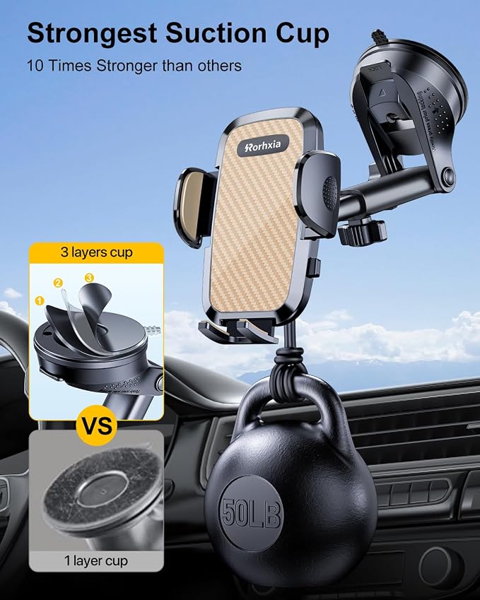 3-in-1 Phone Mount for Car Vent Dashboard Windshield Cell Phone Holder Car Fit - Image 4