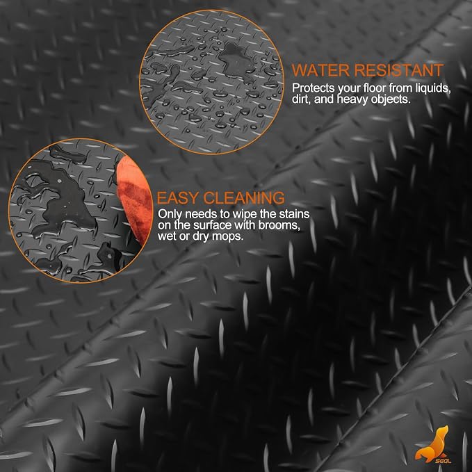 SEAL 5 x 10 Ft Premium Garage Floor Mat, Solid 2.8mm Thickened Black Commercial - Image 4