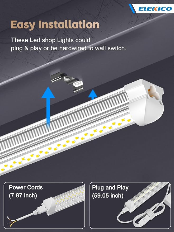 12 Pack Super Bright 100w 8ft Led Shop Light, 15000lm 5000k V Shape 8' Led Shop - Image 4