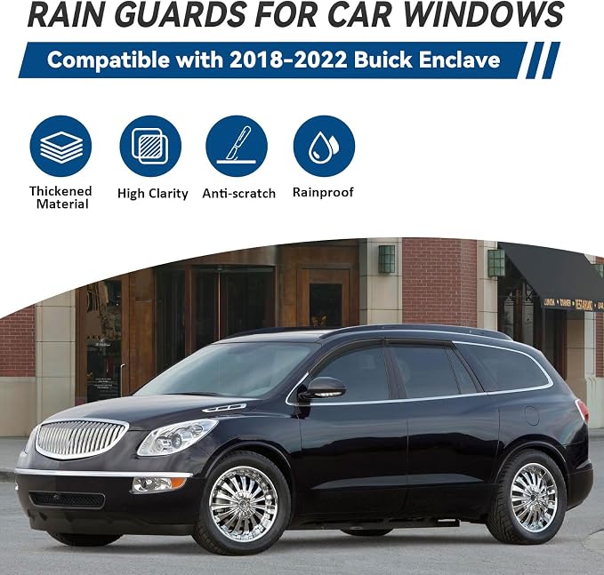 4pcs Front+Rear Smoke Tint Sun/Rain Guard Outside Mount Tape-On Vent Window - Image 2