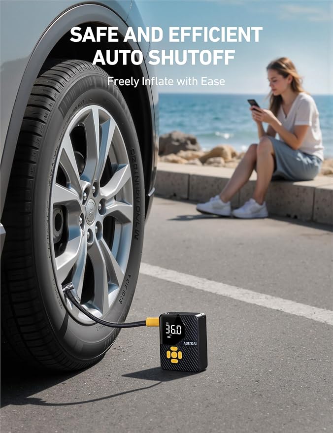 AstroAI L7 Mini Tire Inflator Portable Air Compressor, 150 PSI Cordless Car - Image 6