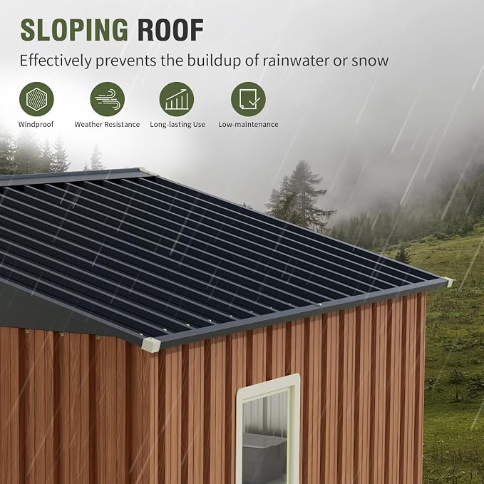 8x6 Ft Storage Shed, Large Outdoor Shed - Image 6