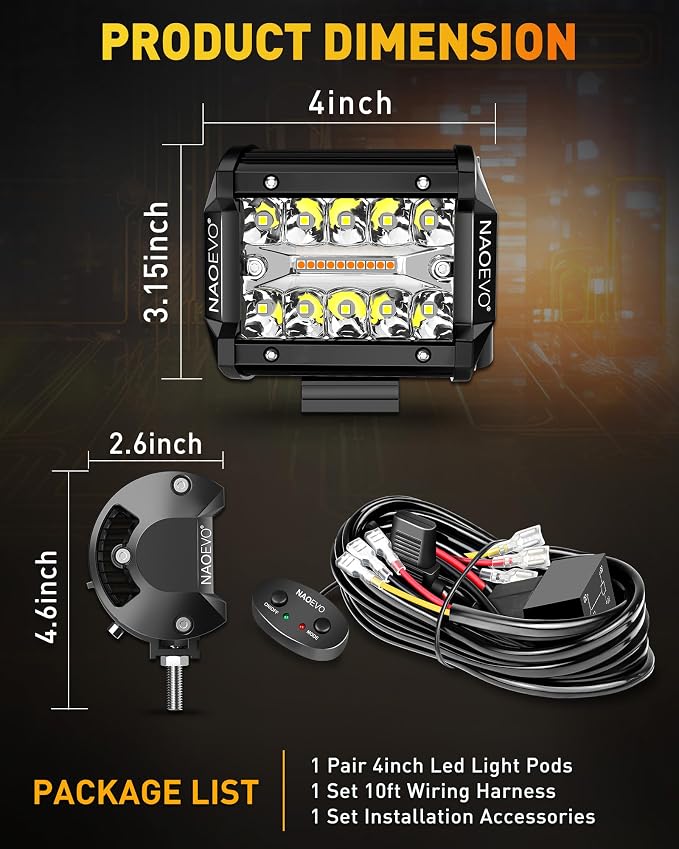 NAOEVO 4 Inch LED Pod Lights, Cube Pods - Image 8