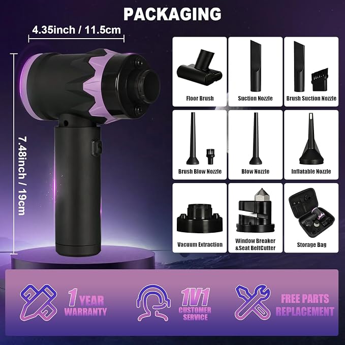 9-In-1 US-Designed Car Vacuum Portable Cordless【Powerful Brushless Motor | 28 - Image 7