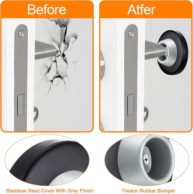 Blulu Concave Wall Door Stopper Door Bumper Stainless Steel Wall Protector - Image 5