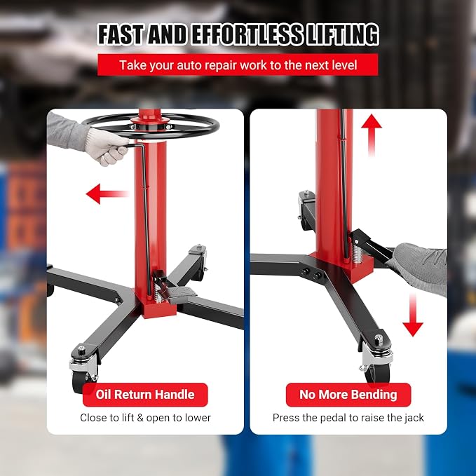 Transmission Jack, 1100lbs Hydraulic Telescoping Transmission Jacks, 33.5"-67" - Image 6
