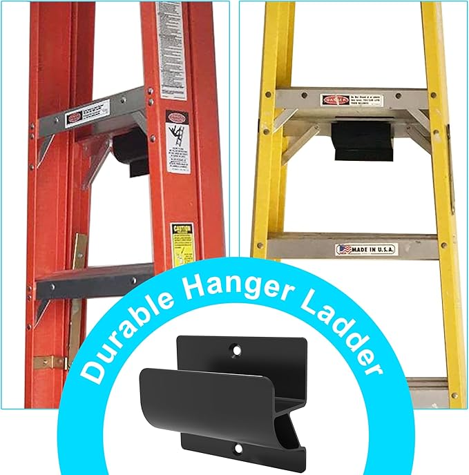 Ladder Hooks for Garage Organization, Wall Mount Storage Rack, Heavy Duty - Image 4