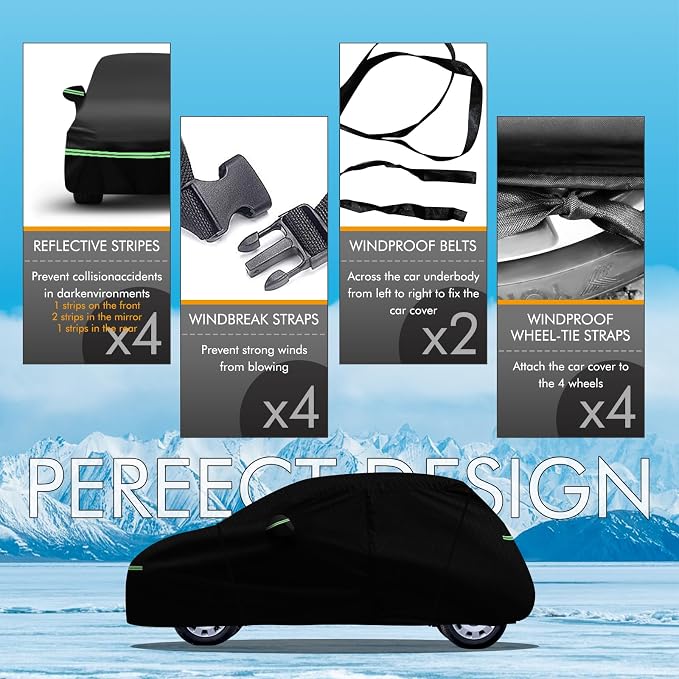 Replace for 2007-2023 Fiat 500/500C Car Cover 210D Outdoor Waterproof UV Snow - Image 4
