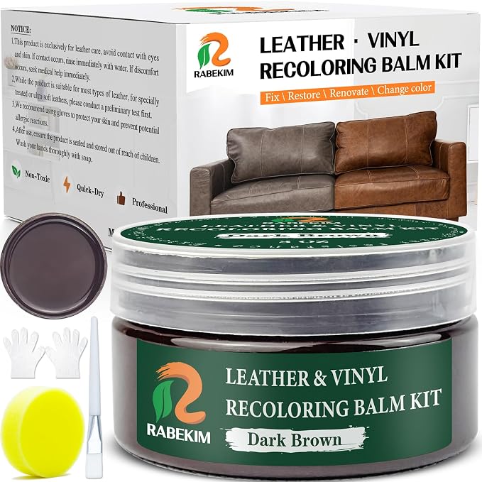 Dark Brown Leather Repair Kit, Leather Recoloring Balm – Restore & Repair Faded by Unknown