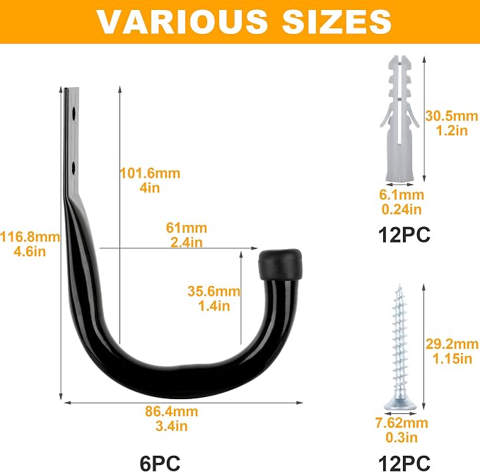 KURUI Metal Wall Hooks for Hanging Heavy Duty, Large Utility J Hooks - Image 7