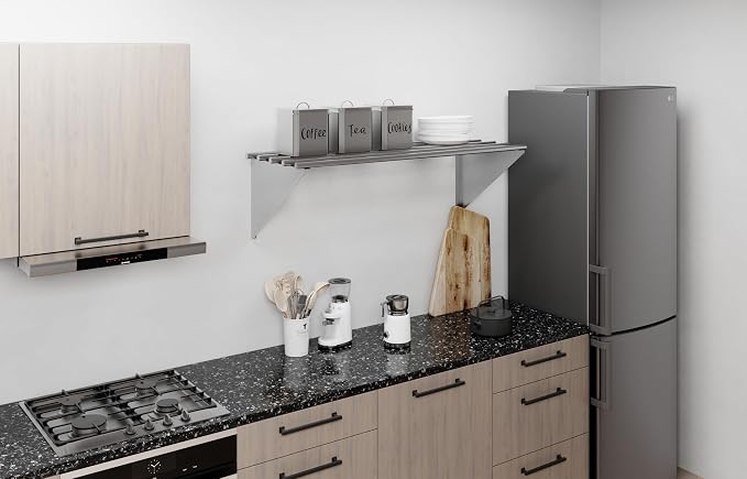 AmGood 18 in. x 48 in. NSF Stainless Steel Tubular Wall Shelf | Heavy-Duty - Image 2