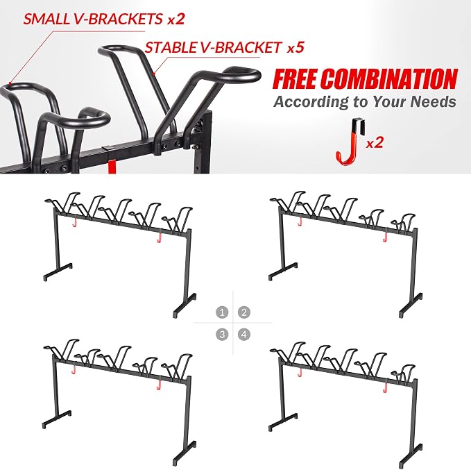 5 Bikes Floor Stand, Adjustable Bicycle Parking Rack - Image 2