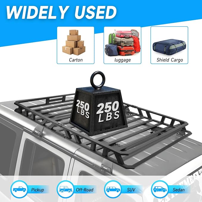 NIHAO 60"x36"x5" Heavy Duty Roof Rack Cargo Carrier, Universal Car Top Luggage - Image 5
