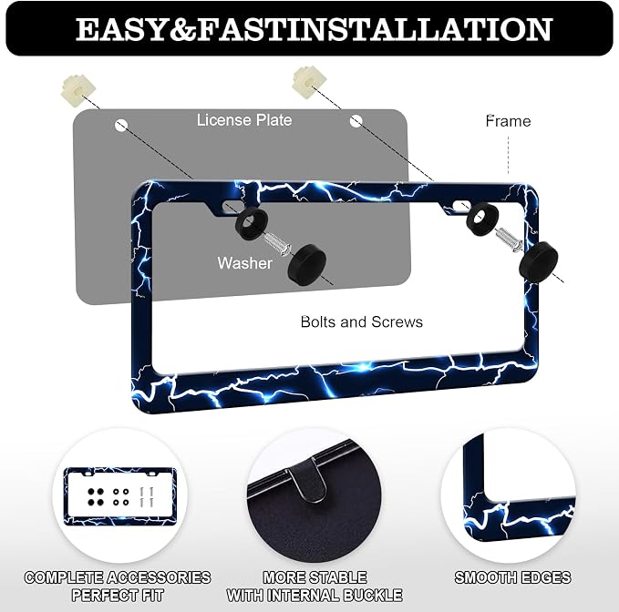 Blue Lightning License Plate Frames - Image 3