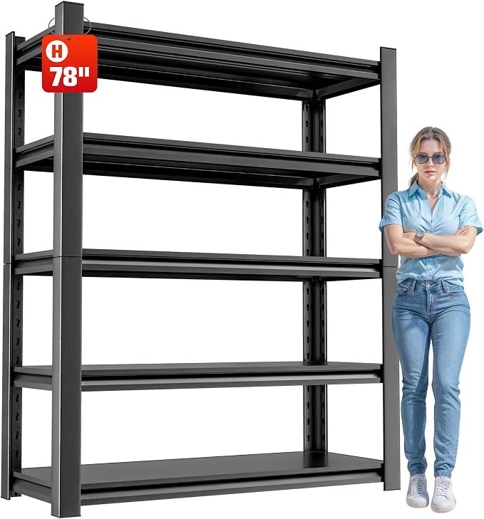 Heavy Duty Metal Storage Shelf, 5 Tier Industrial Shelving Unit by OLLRRACT