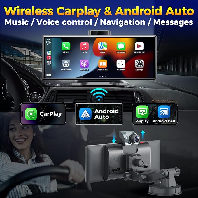 10.26" Wireless Apple CarPlay Android Auto Car Screen - Image 2