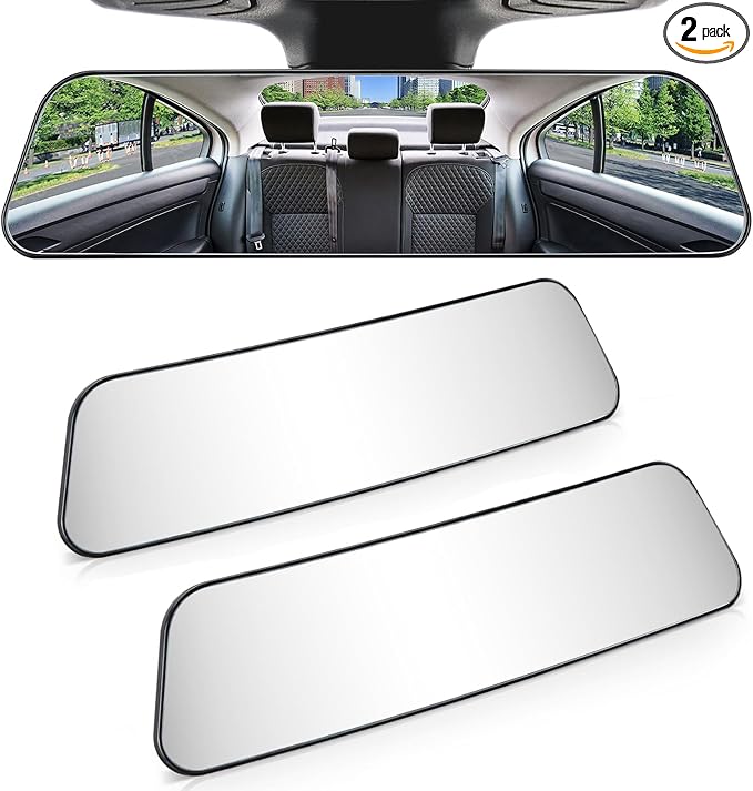 JOYTUTUS Rearview Mirror, 2 pack 12 Inch Panoramic Interior Clip-on Wide Angle by JoyTutus