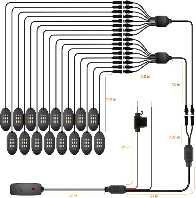 Honalia Pure White Rock Lights for Trucks 16 Pods, 6000K White LED Rock Lights - Image 6