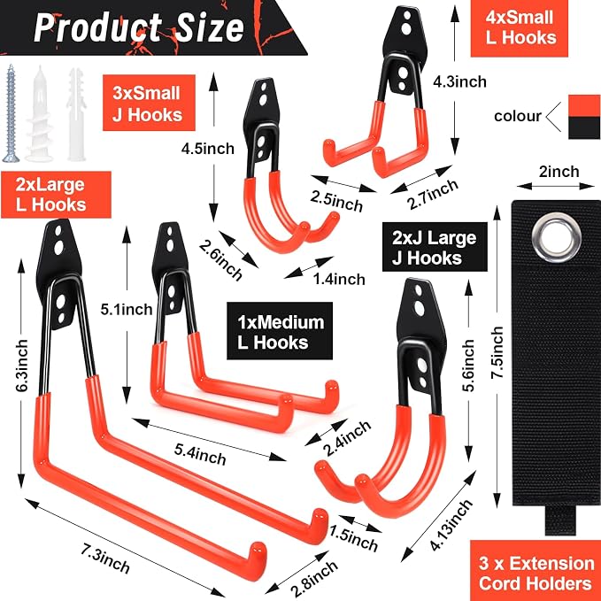 15 pcs Garage Wall Hooks Garage Storage Hook - Image 2