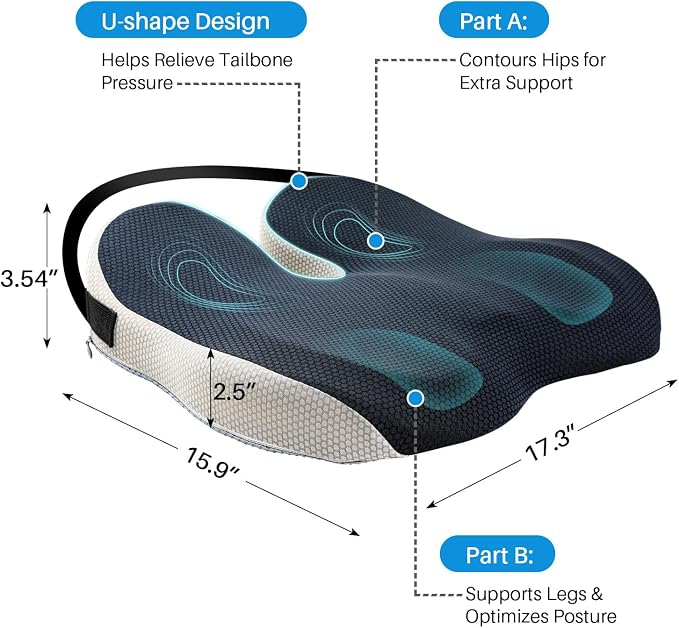 X Large Car Seat Cushion for Driving, Mprove Driving Vision/Posture, Truck Seat - Image 3