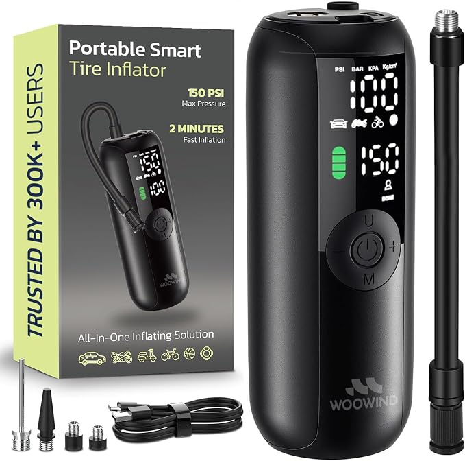 Woowind Tire Inflator Portable Air Compressor, Electric Bike Tire Pump by WOOWIND