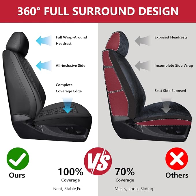 BABYBLU Chevy Chevrolet Silverado GMC Sierra Car Seat Covers Fit 2007-2023 2024 - Image 8