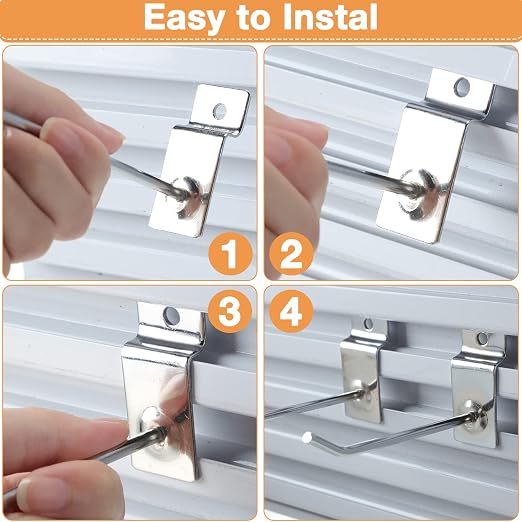 Moxweyeni 100 Pcs Heavy Duty Slatwall Panel Hooks Hanging Metal Slat Wall - Image 3