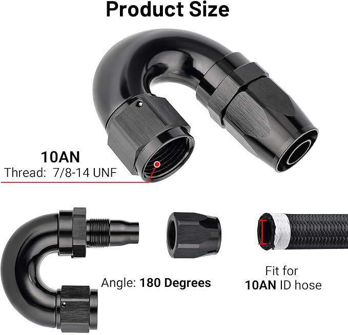EVIL ENERGY 10AN 180 Degree One Piece Full Flow Hose End Fitting Swivel - Image 2