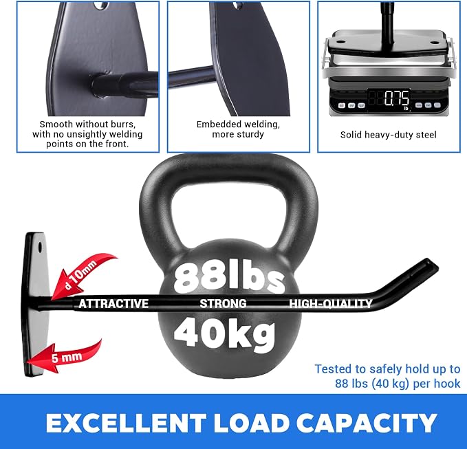 4-Pack Tire Rack Wall Mount, Heavy Duty Hooks - Image 3