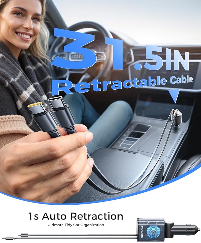 SUPERONE 6 in 1 Retractable Car Charger - Image 5