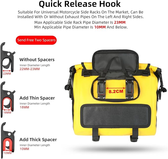 HUNTVP Motorcycle Saddlebags 15L Saddle Bags Motorcycles Single Side Pannier - Image 5