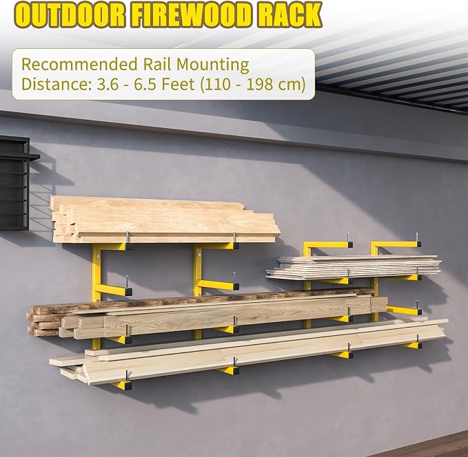 4-Pack Lumber Storage Rack, Wood Storage Racks Wall Mount, Heavy Duty Garage - Image 6