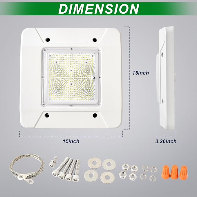 OSTEK 2 Pack LED Gas Station Canopy Light, 150W Carport Ceiling Light 5700K - Image 4
