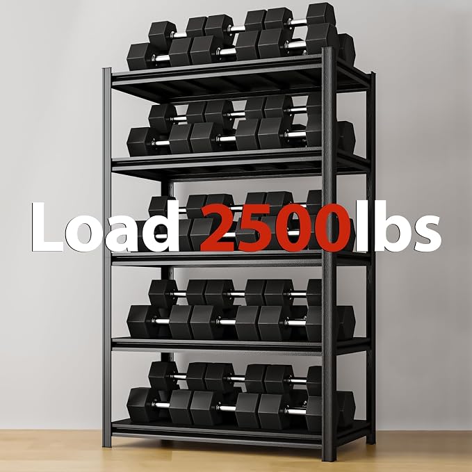 72" H Metal Garage Storage Shelves, 5 Tier Adjustable Shelving Unit - Image 4