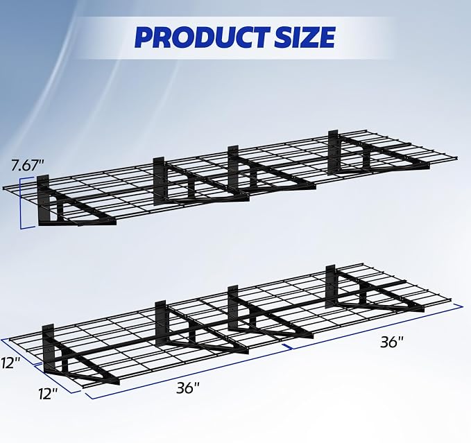 FAHKNS 2 x 6 ft Garage Wall Shelving, 1200LBS Capacity Heavy Duty Metal Wire - Image 2