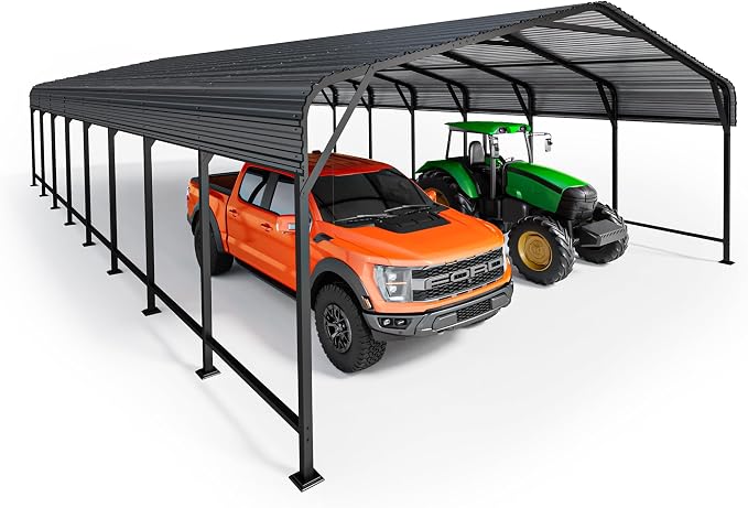 20x40 FT Metal Carport, Enhanced Base and Steel Roof by Unknown