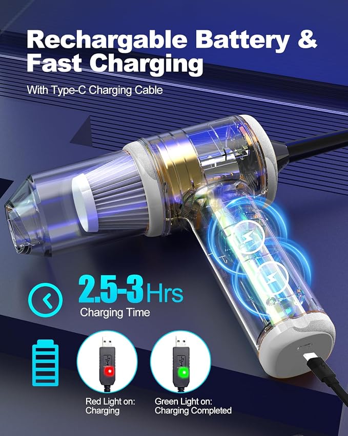 Handheld Car Vacuum Cleaner High Power, 4-in-1 Small Portable Mini Cordless - Image 3