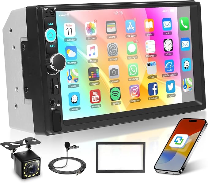 Double Din Car Radio with Bluetooth iOS/Android Mirror Link, 7 Inch Touch by Unknown