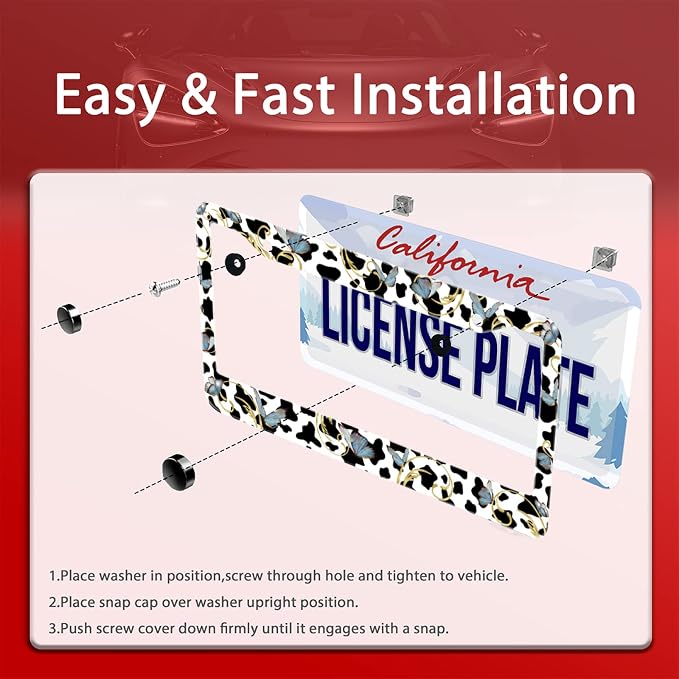 Personalise Cows and Butterfly License Plate Frames Cute Leopard License Plate - Image 5